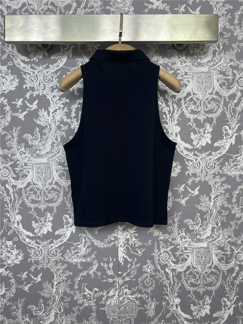 Pra*a new polo collar sleeveless top replica designer clothes