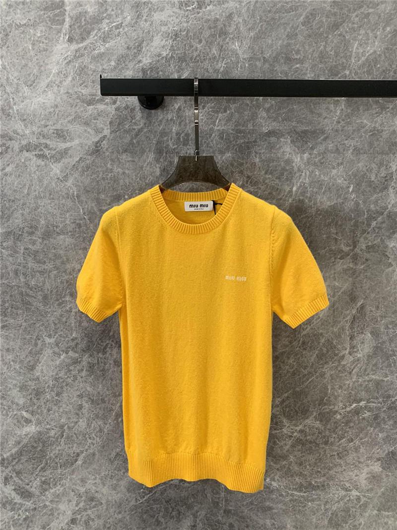 M1um1u jacquard knitted short-sleeved top replicas clothes
