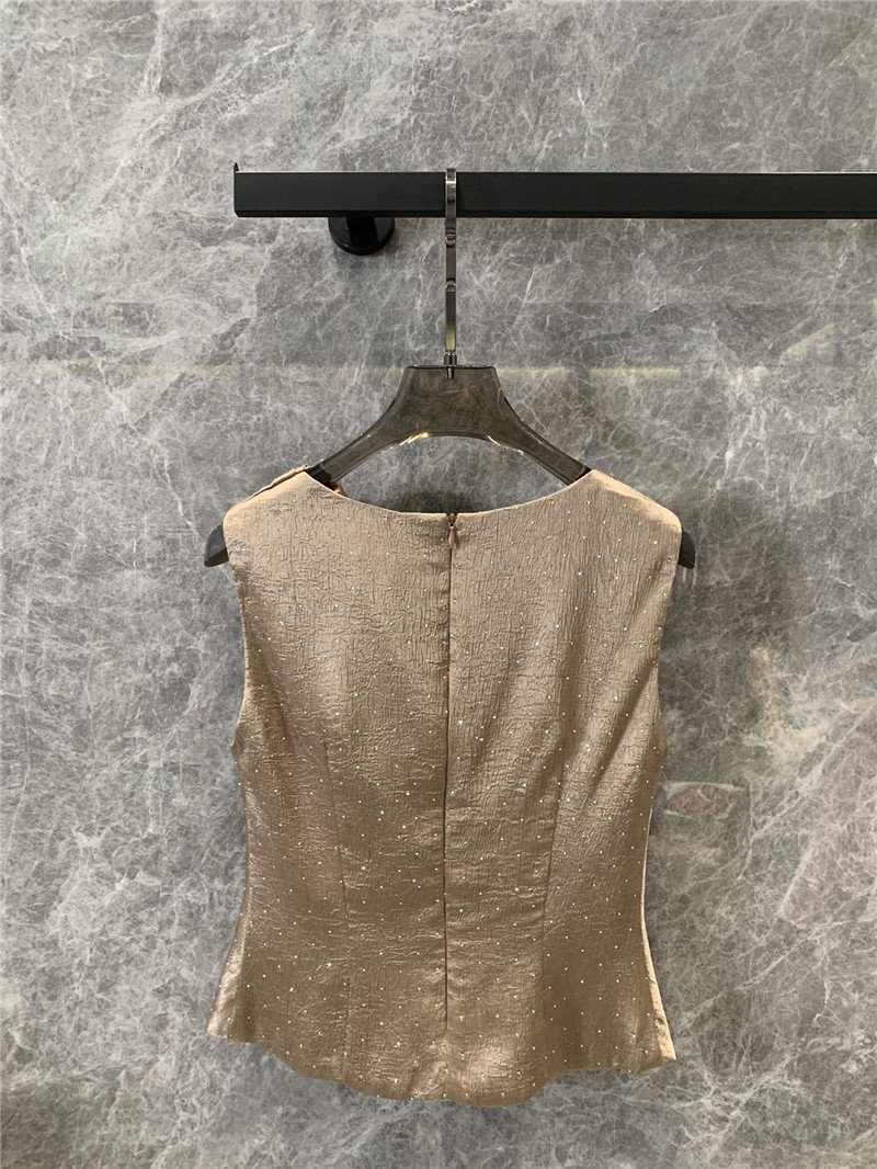 Y51 rhinestone gold sleeveless top replica clothing sites