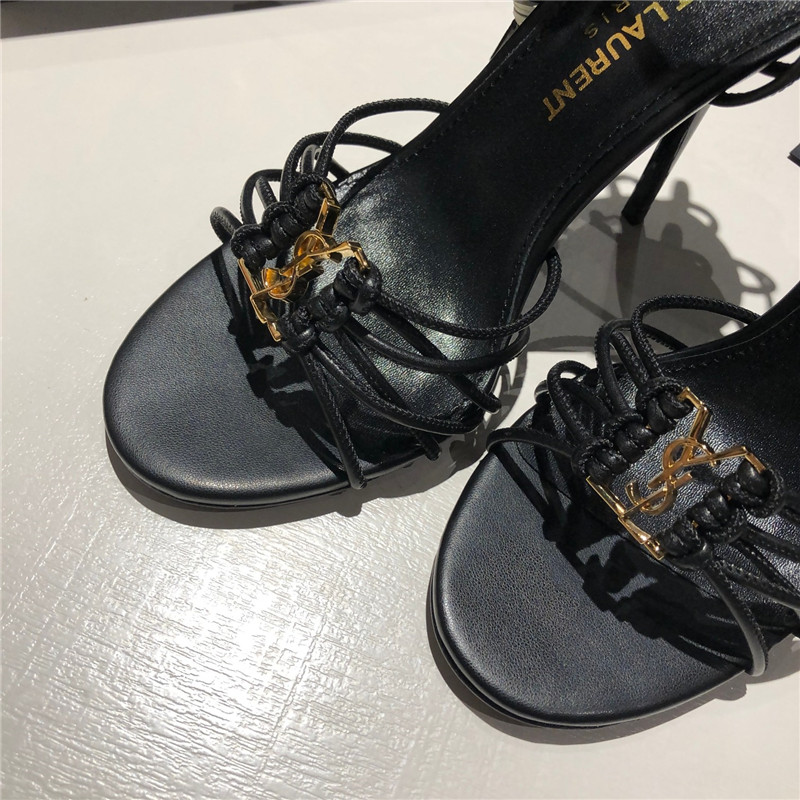 Sa1nt Lau*nt babylone black smooth leather sandals