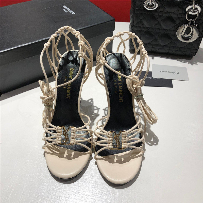 Sa1nt Lau*nt babylone smooth leather sandals in beige