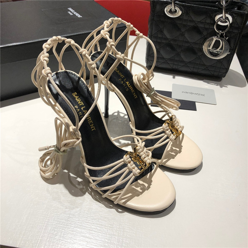 Sa1nt Lau*nt babylone smooth leather sandals in beige