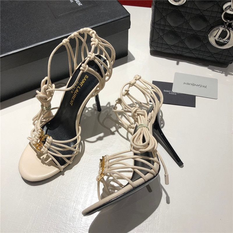 Sa1nt Lau*nt babylone smooth leather sandals in beige