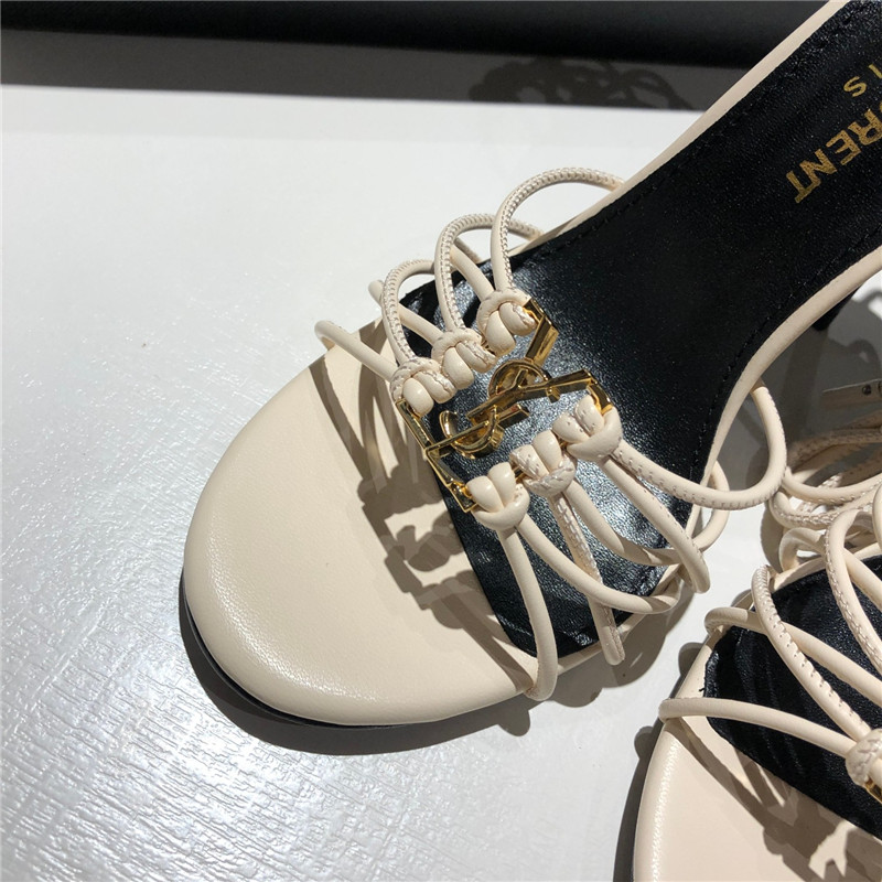 Sa1nt Lau*nt babylone smooth leather sandals in beige