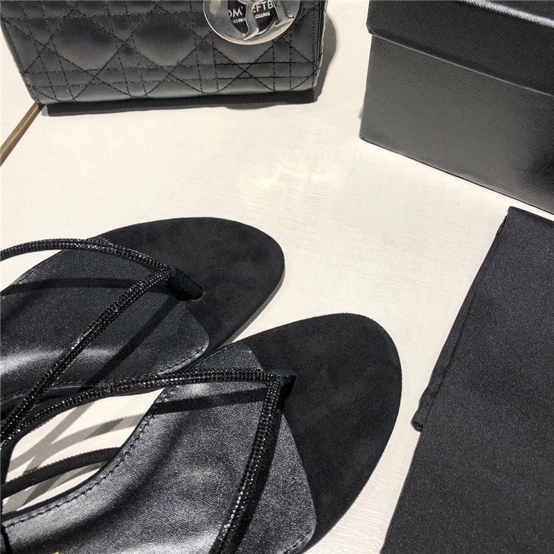 Sa1nt Lau*nt nadja black suede rhinestone flat sandals