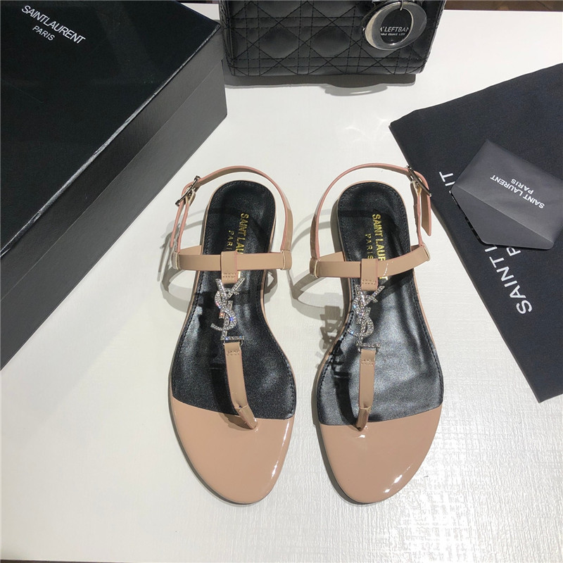 Sa1nt Lau*nt cassandra beige patent crystal metal sandals