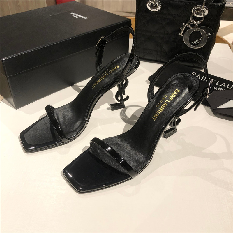 Sa1nt Lau*nt opyum slingback in black patent leather