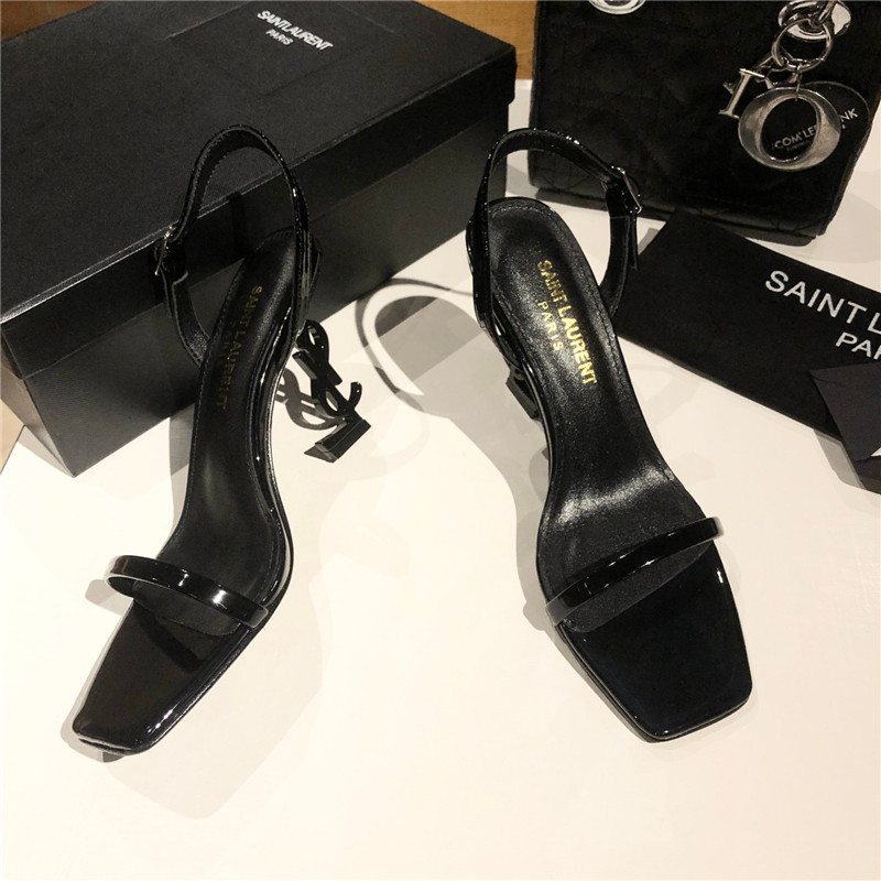 Sa1nt Lau*nt opyum slingback in black patent leather