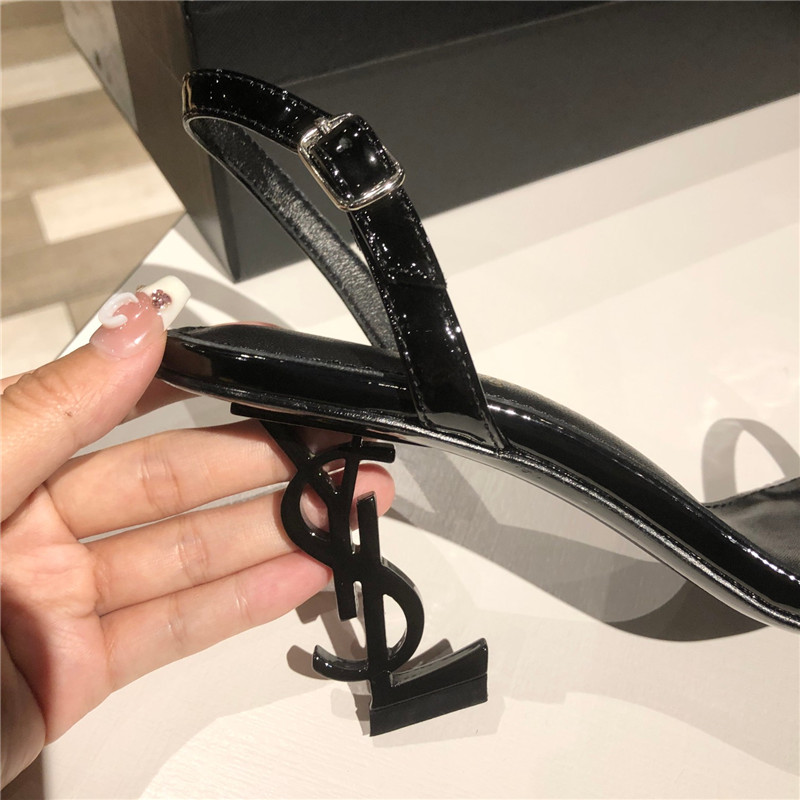 Sa1nt Lau*nt opyum slingback in black patent leather