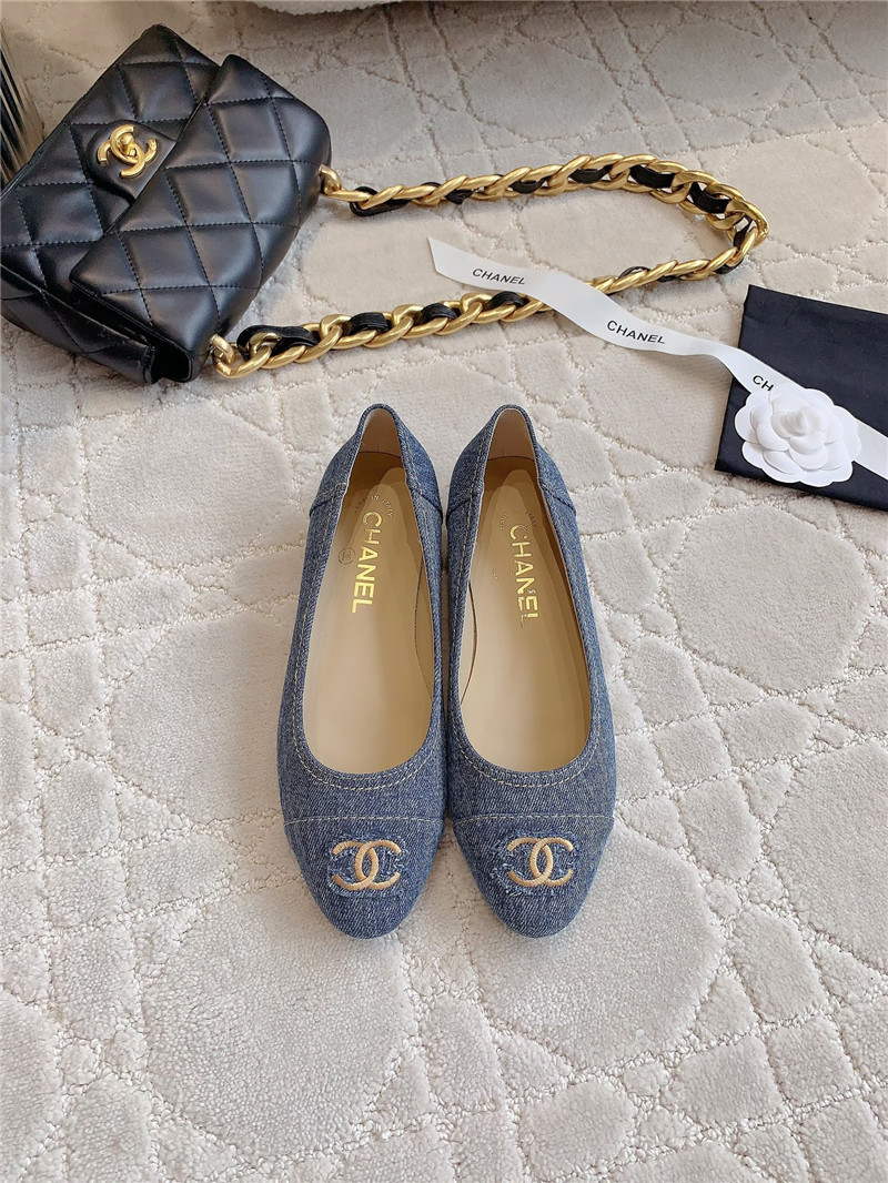 Ch**el denim navy ballet flats