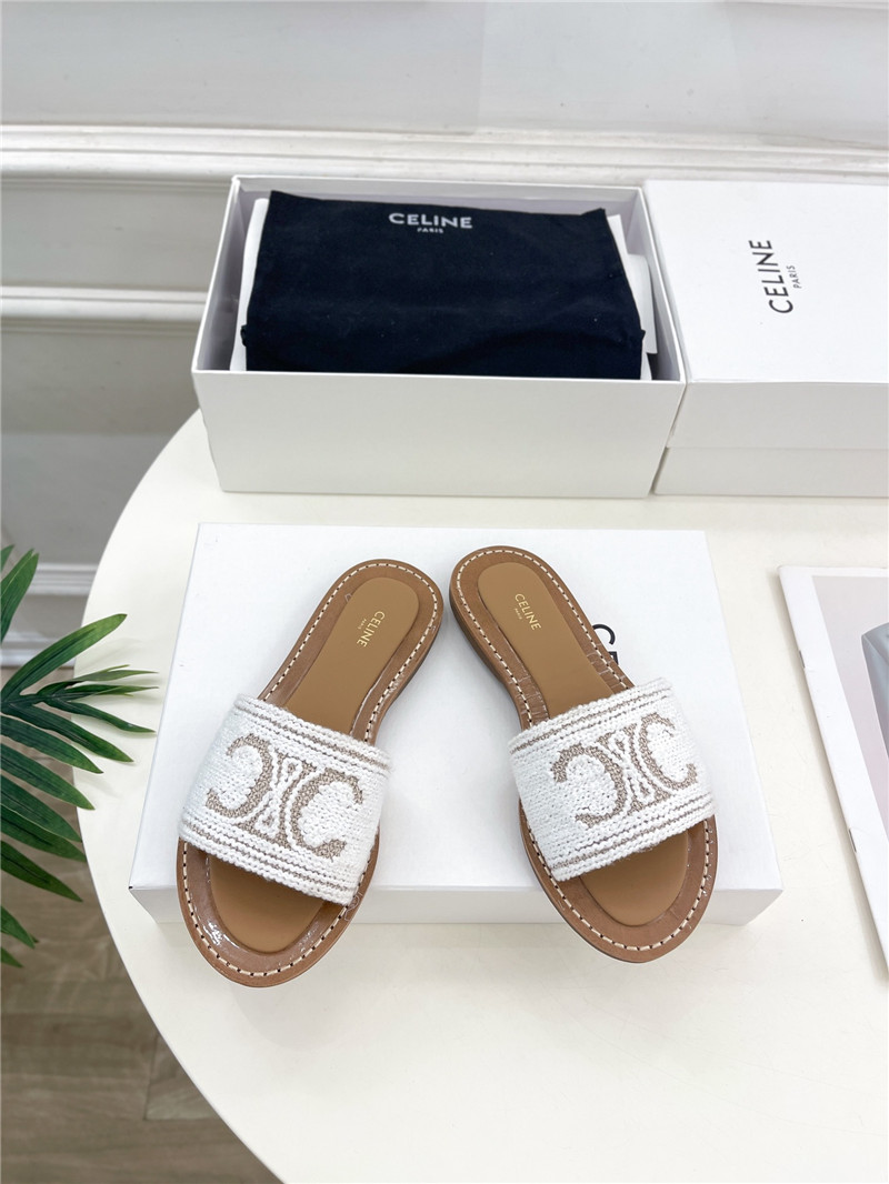 Ce1i*e lympia mule in white triomphe jacquard wool