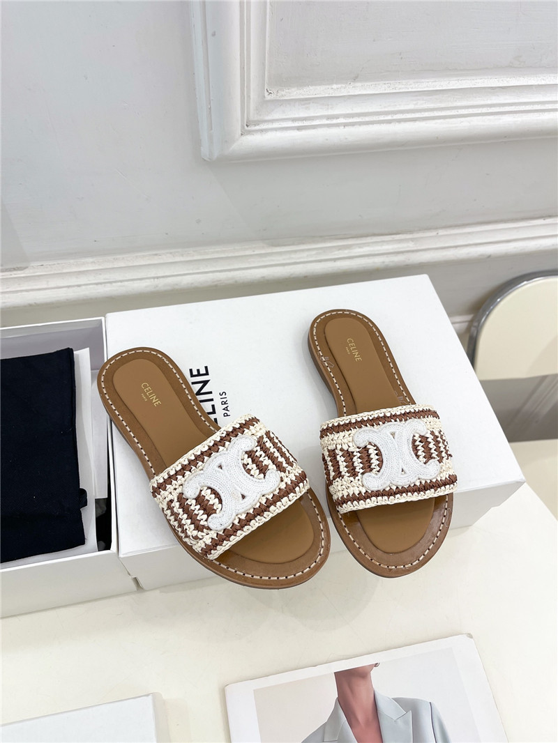 Ce1i*e lympia mule in beige and white raffia