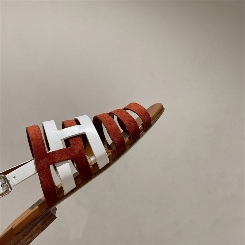 H**me5 ephese sandal in brown suede and calfskin
