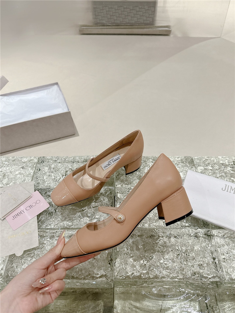 J1m*y Ch00 elisa 45 pink nappa and patent leather pumps