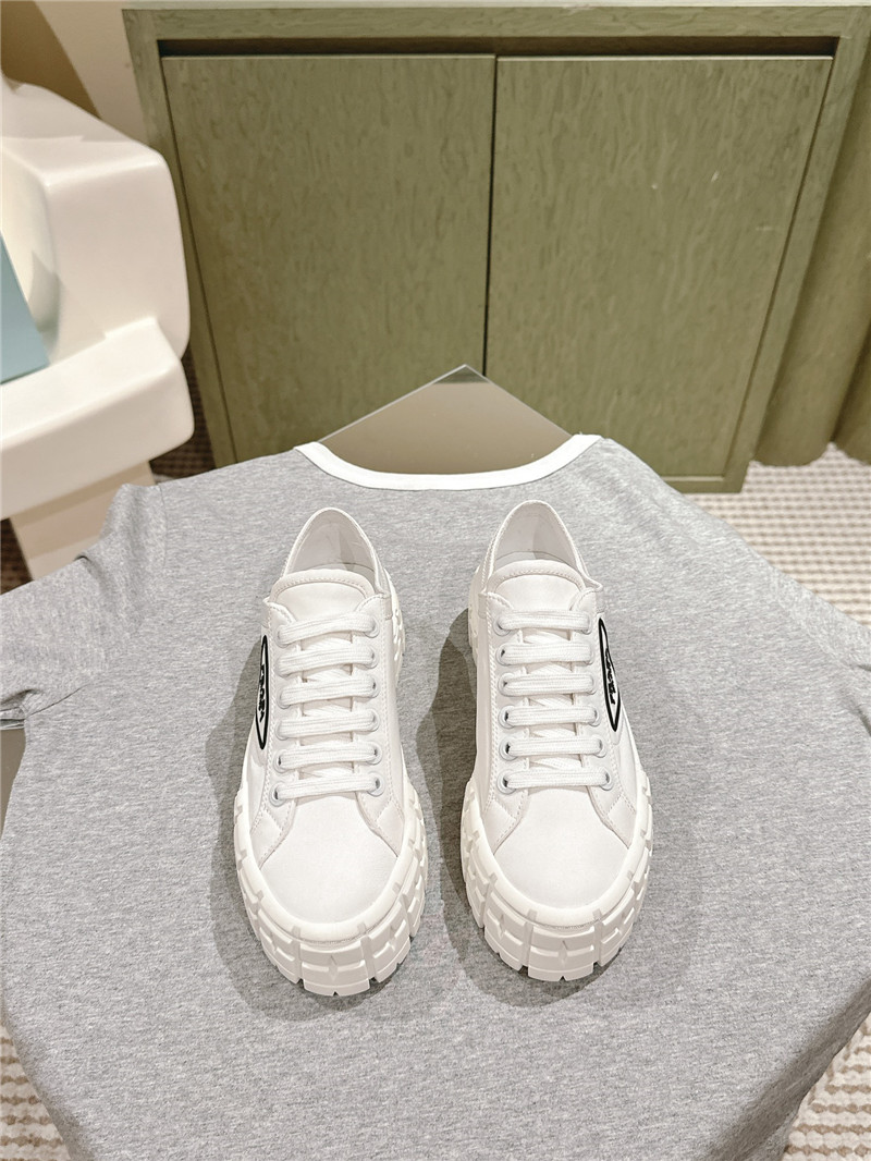 Pra*a double wheel re-nylon gabardine sneakers in white