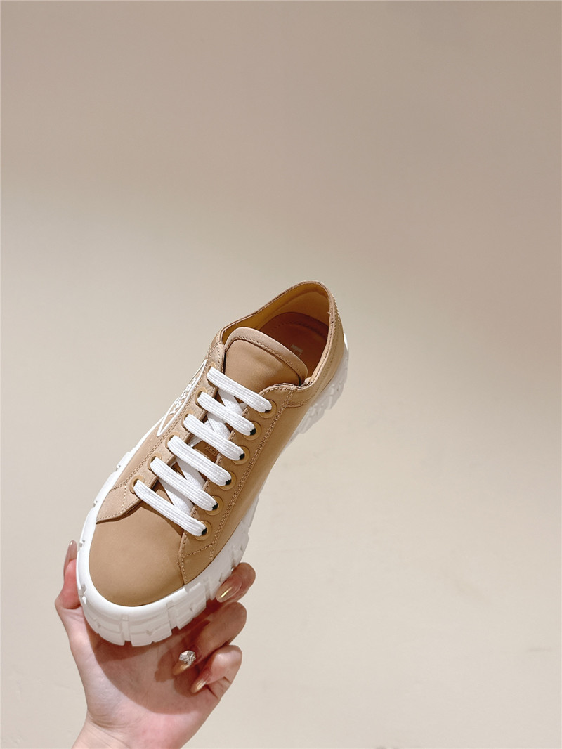 Pra*a double wheel re-nylon gabardine sneakers in brown