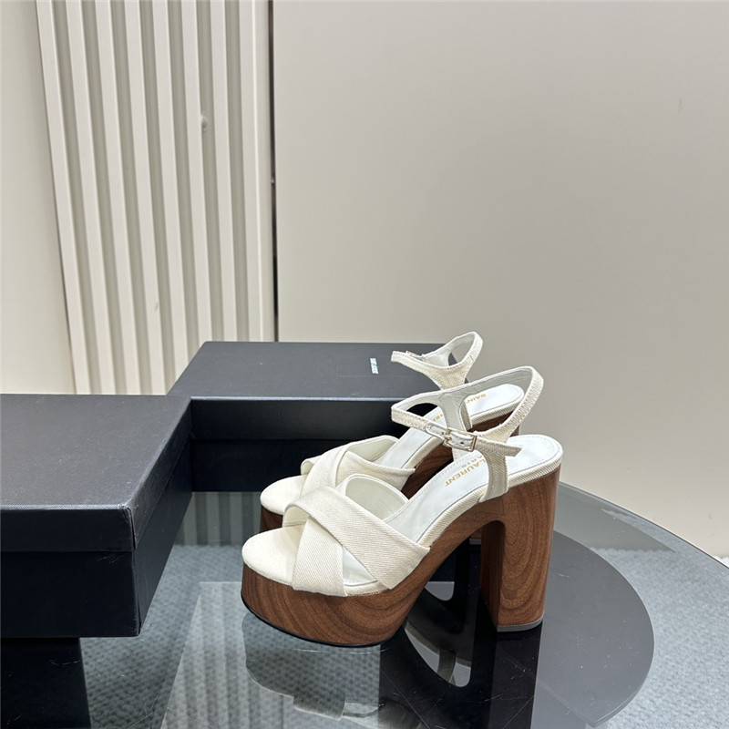Sa1nt Lau*nt white wooden bianca platform sandals