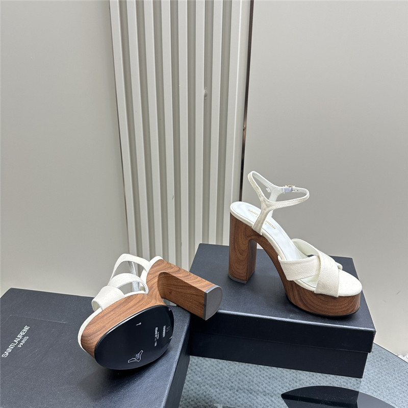 Sa1nt Lau*nt white wooden bianca platform sandals