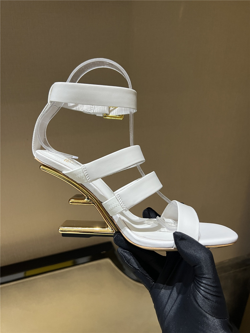 F**di first white strappy leather high-heeled sandals