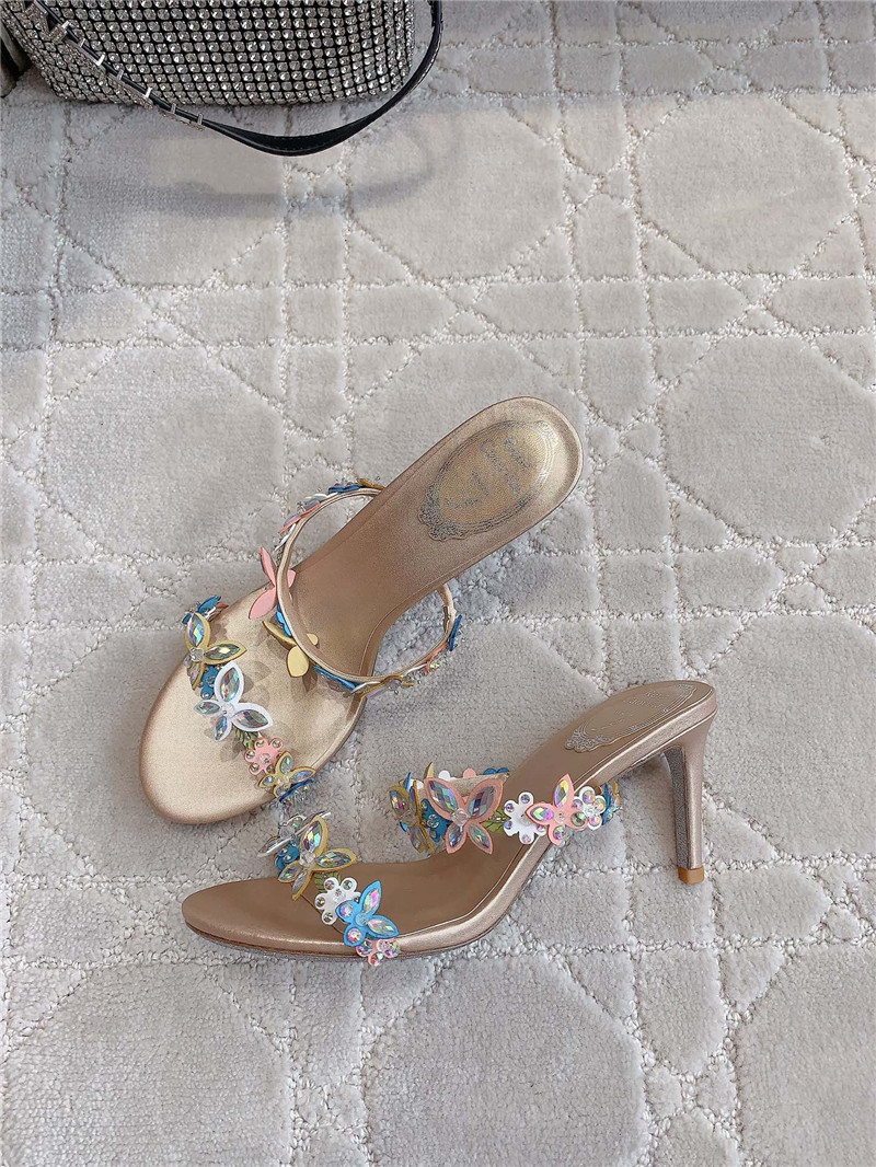 Rene Caovilla Jeweled Eden Nude Slider Sandal