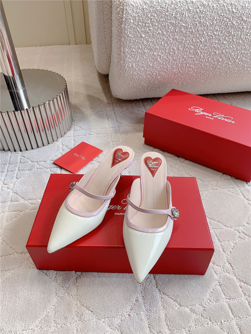 roger u1u1er mary jane virgule mules white and black patent