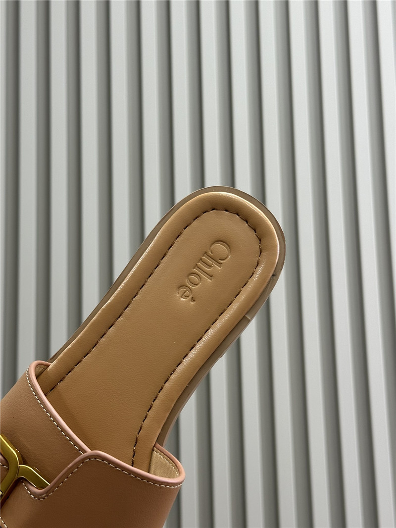 Chloé Marcie Beige Calfskin Slides