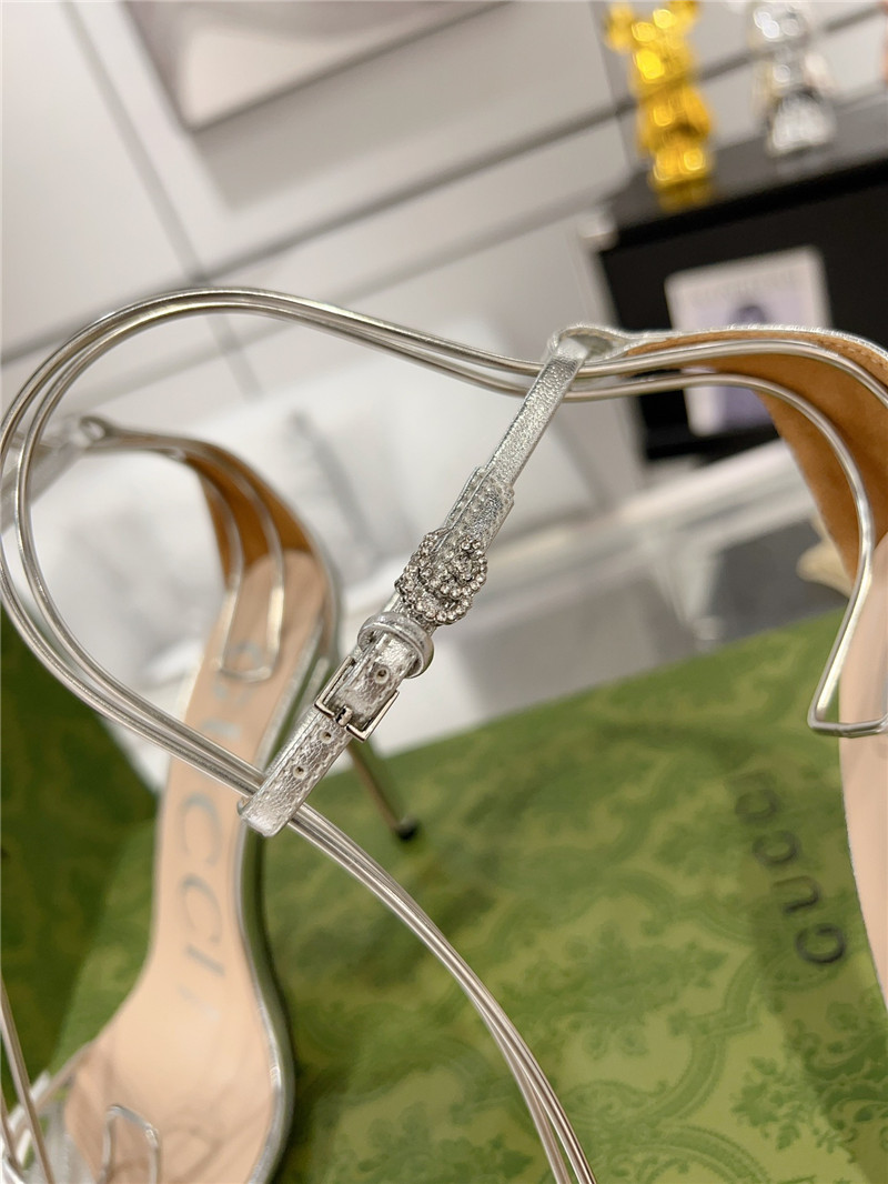 Gvc*1 gg metallic silver strappy heel sandals