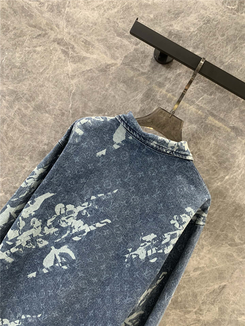 l0vis Vvtt0n lv lettering long-sleeved denim shirt replicas clothes