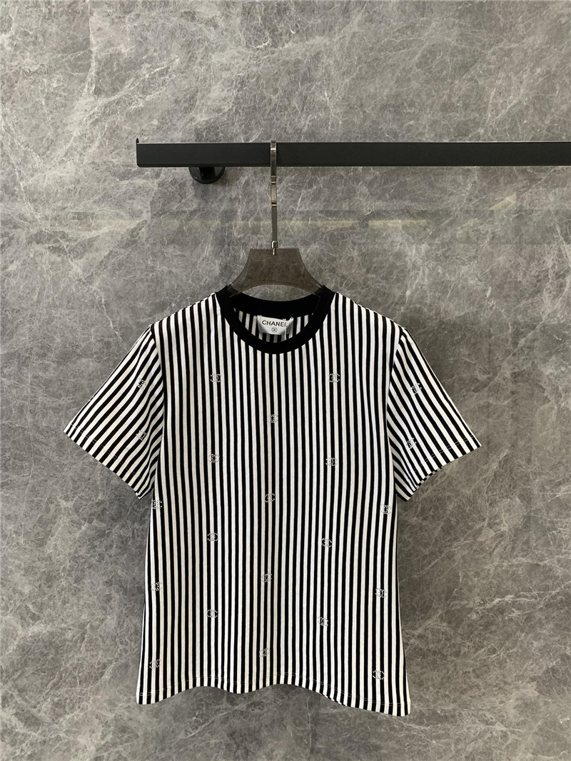 Ch**el striped short-sleeved t-shirt replica clothing sites