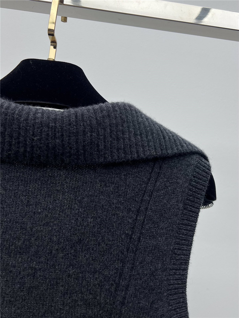 Ch**el lapel zipper cashmere vest replicas clothes