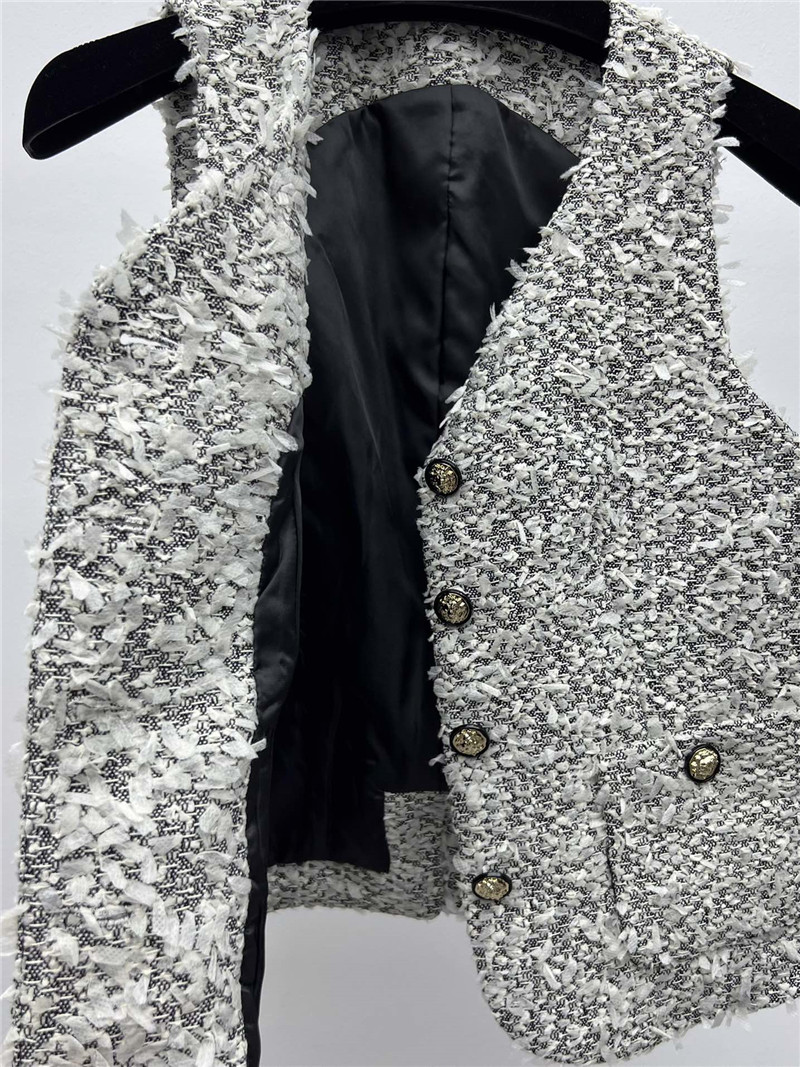 Ch**el grey v-neck tweed vest
