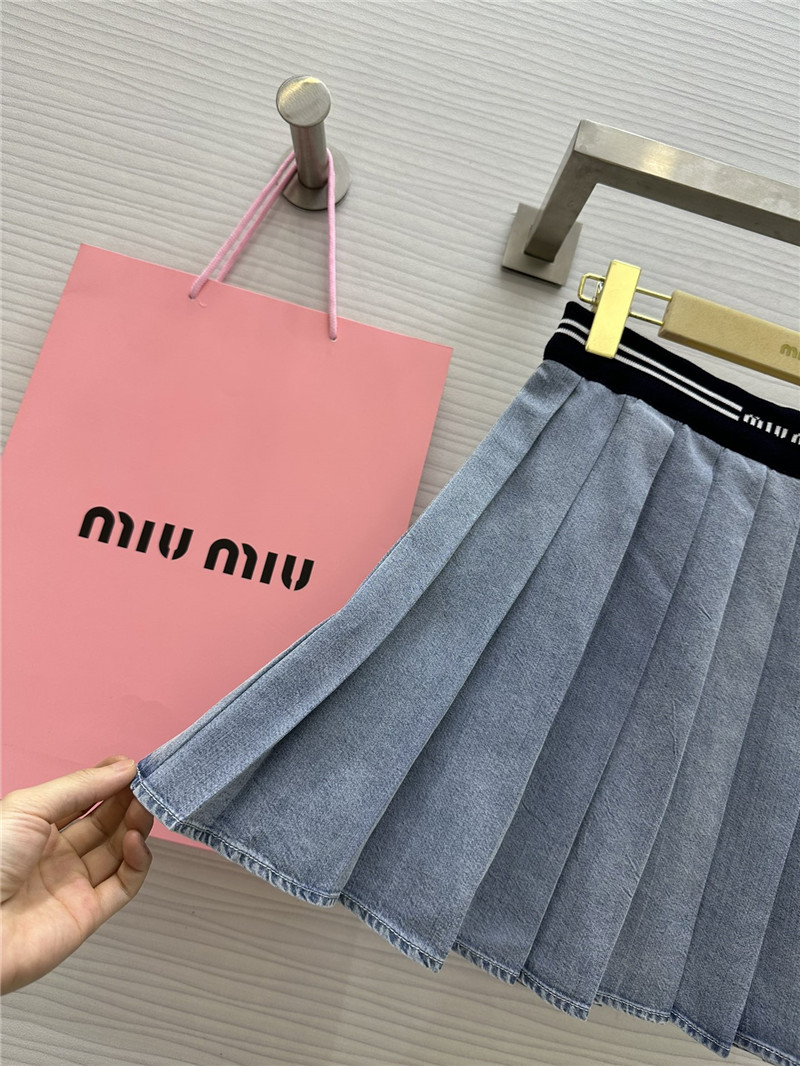 M1um1u denim pleated skirt replica clothing sites