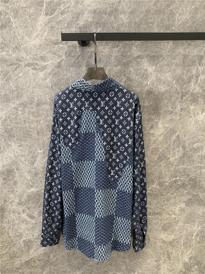 l0vis Vvtt0n lv monogram patchwork denim shirt replica clothes