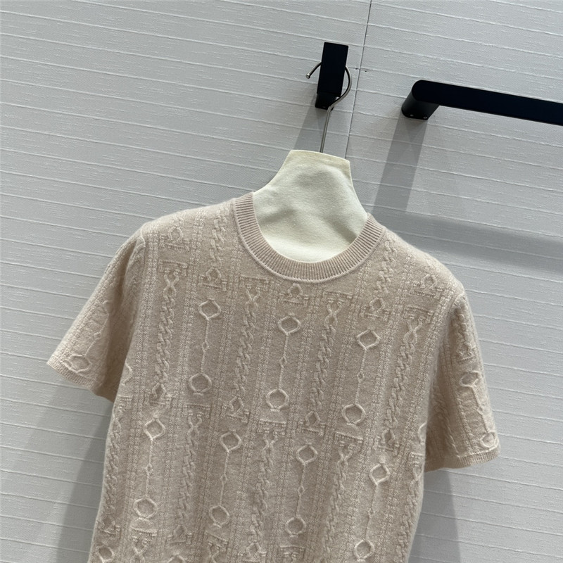H**me5 brown short sleeve knitted top