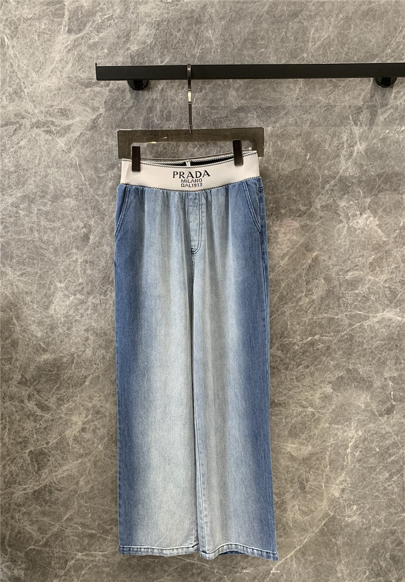 Pra*a waistband denim trousers replica d&g clothing