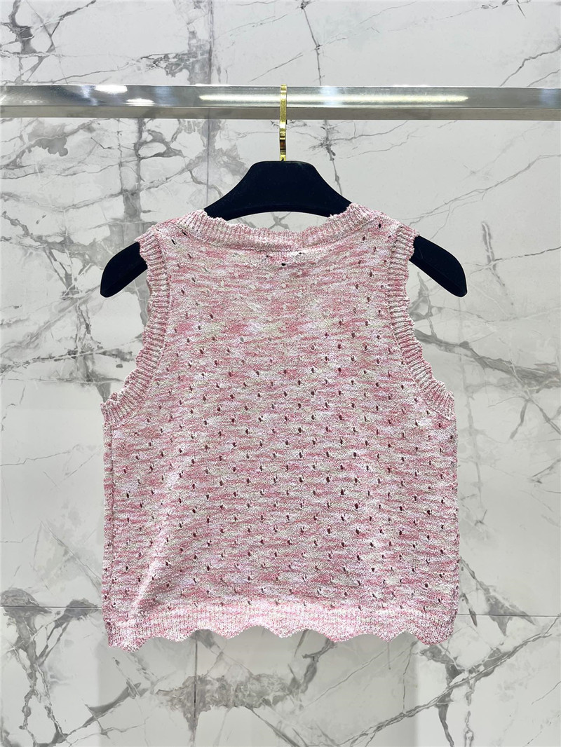 Ch**el colorful yarn lace hollow knitted vest replicas clothes