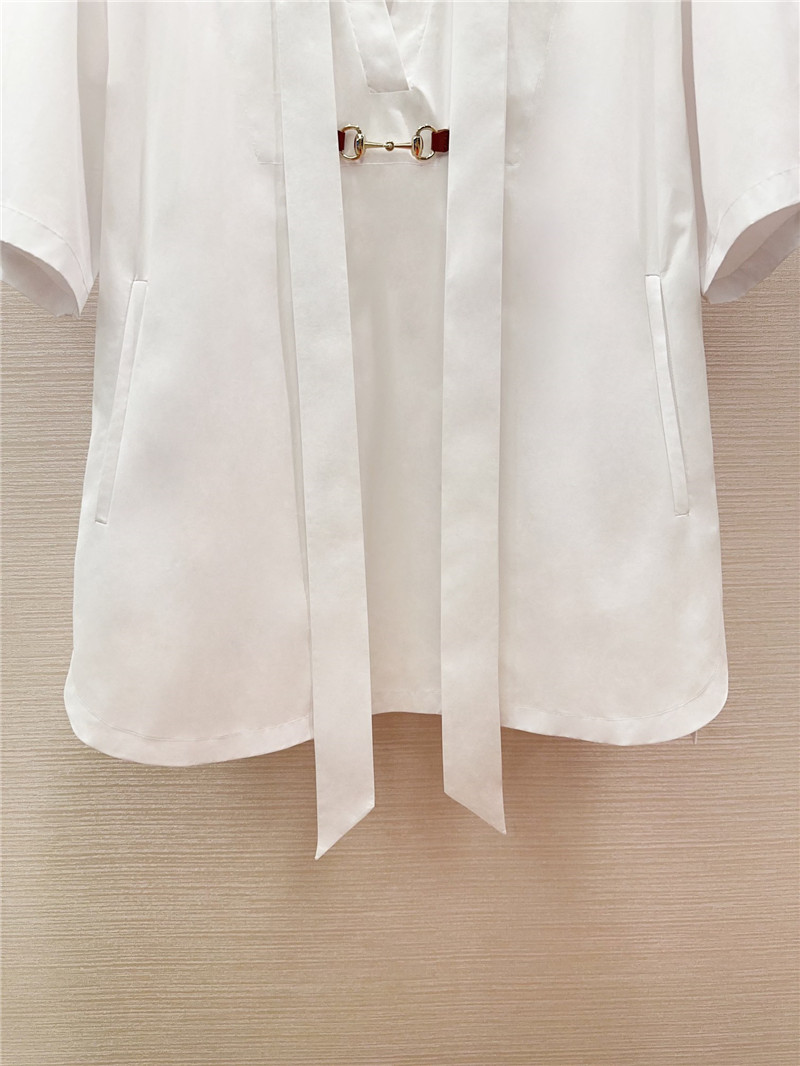 Gvc*1 v-neck ribbon white shirt dress replica designer clothes