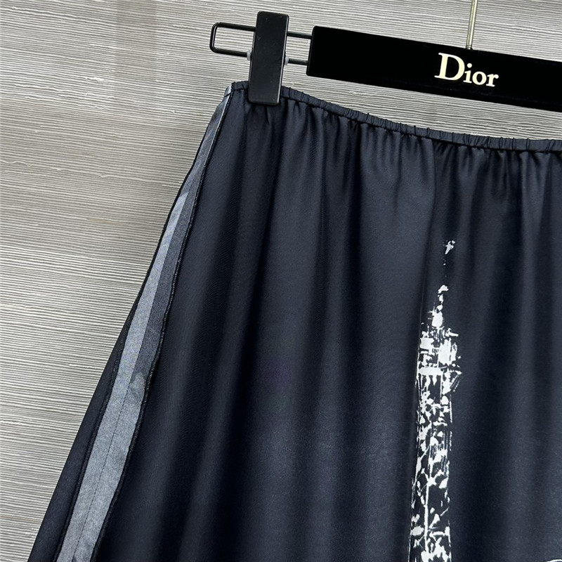 D10r eiffel tower printed silk long skirt replica clothes