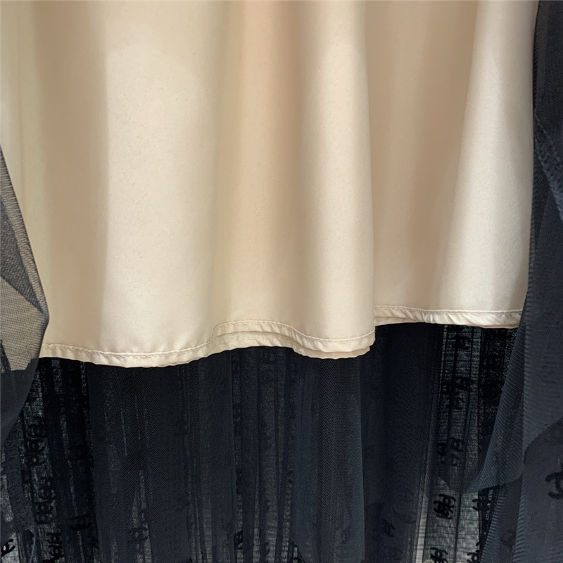 Ch**el logo see-through mesh skirt replicas clothes