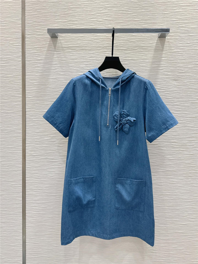 Va1e*ntin0 3d petal denim dress replica clothing sites