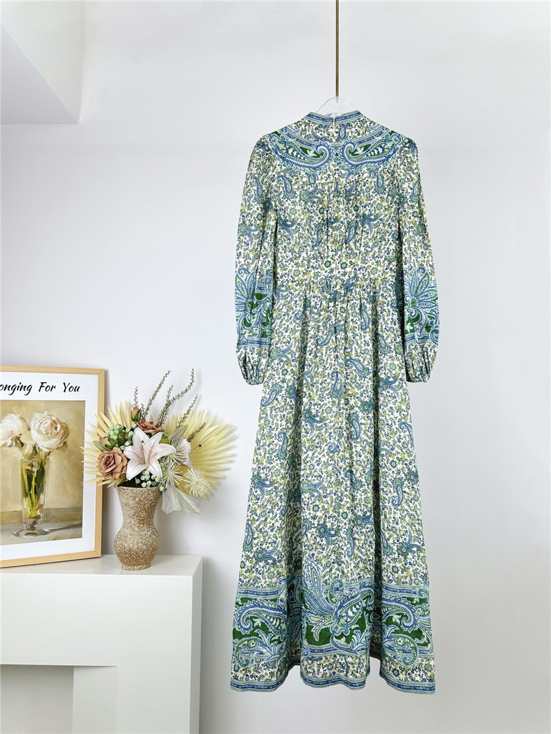 Zimm deep V-neck lantern sleeves mid-length dress replica clothes