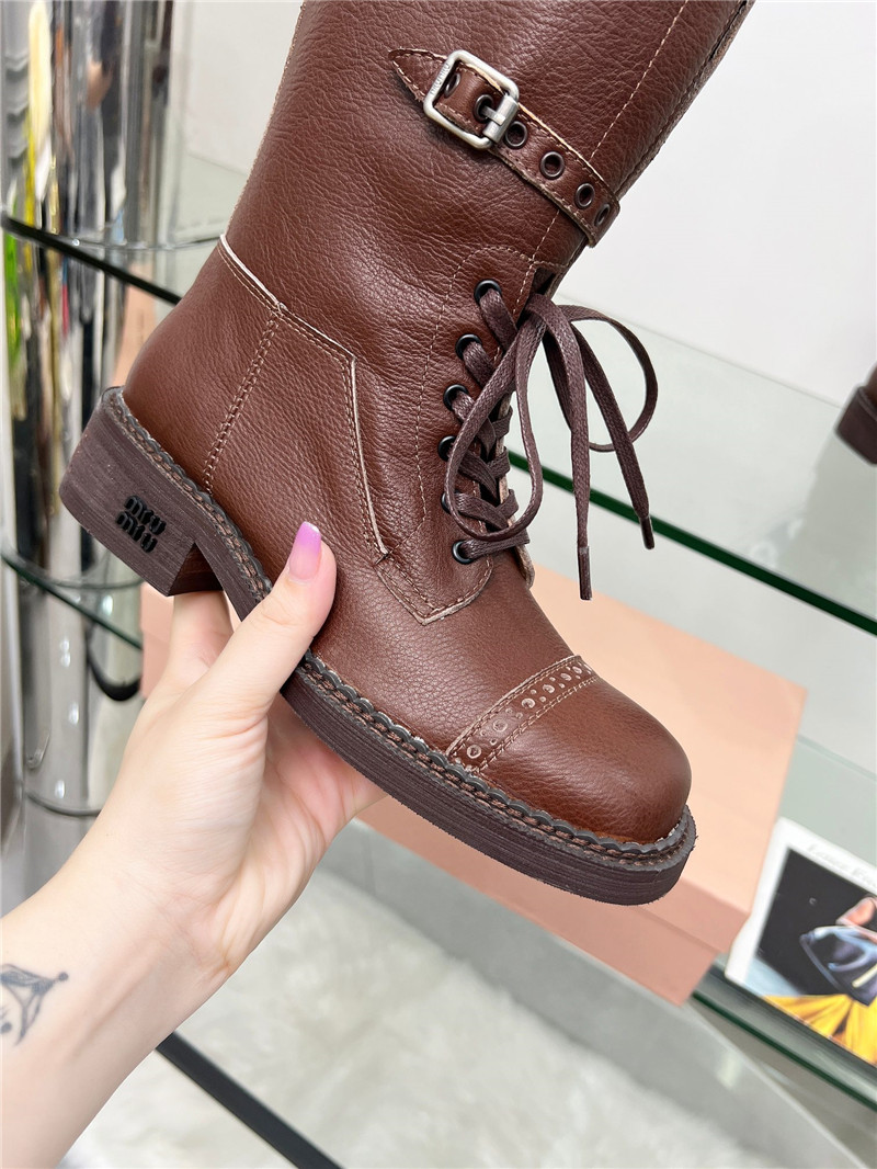 Miu Miu Black Lace-Up Combat Boots