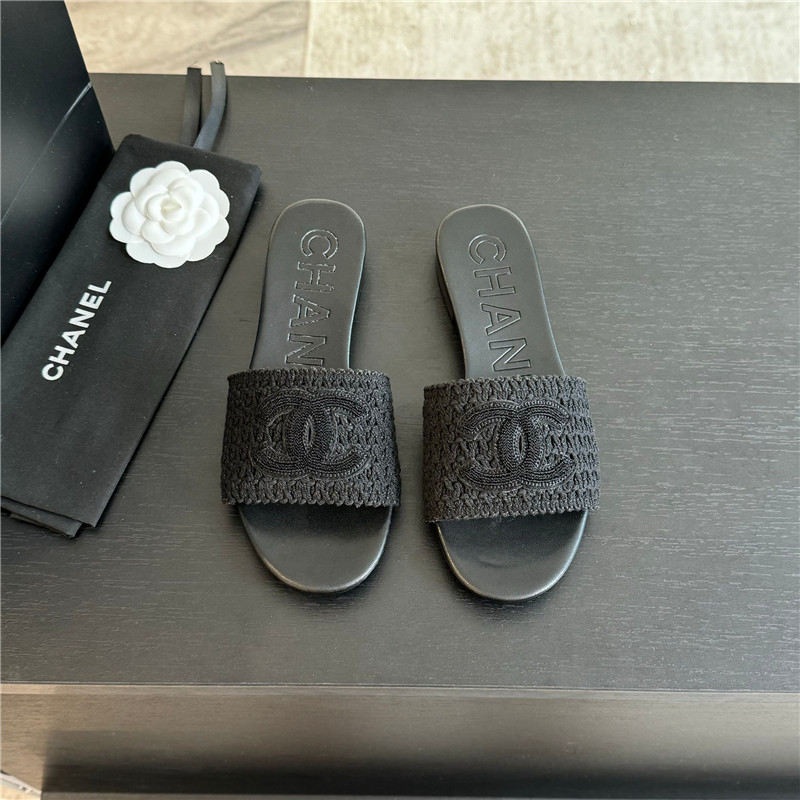 Ch**el black crochet mule sandals