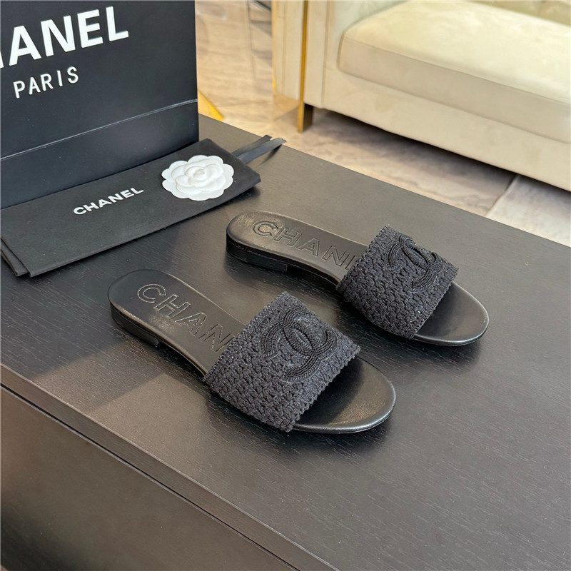 Ch**el black crochet mule sandals