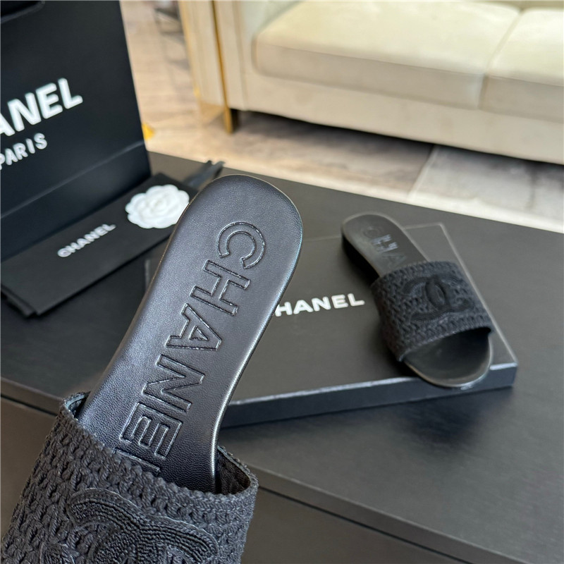 Ch**el black crochet mule sandals