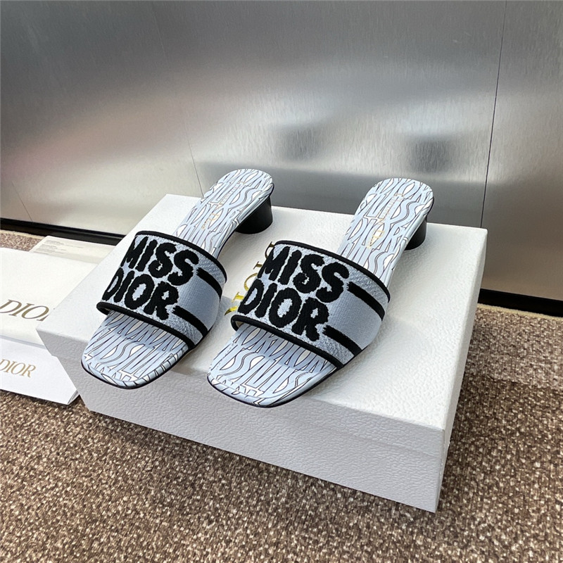 D10r dway heeled slide in pale blue miss D10r allover motif