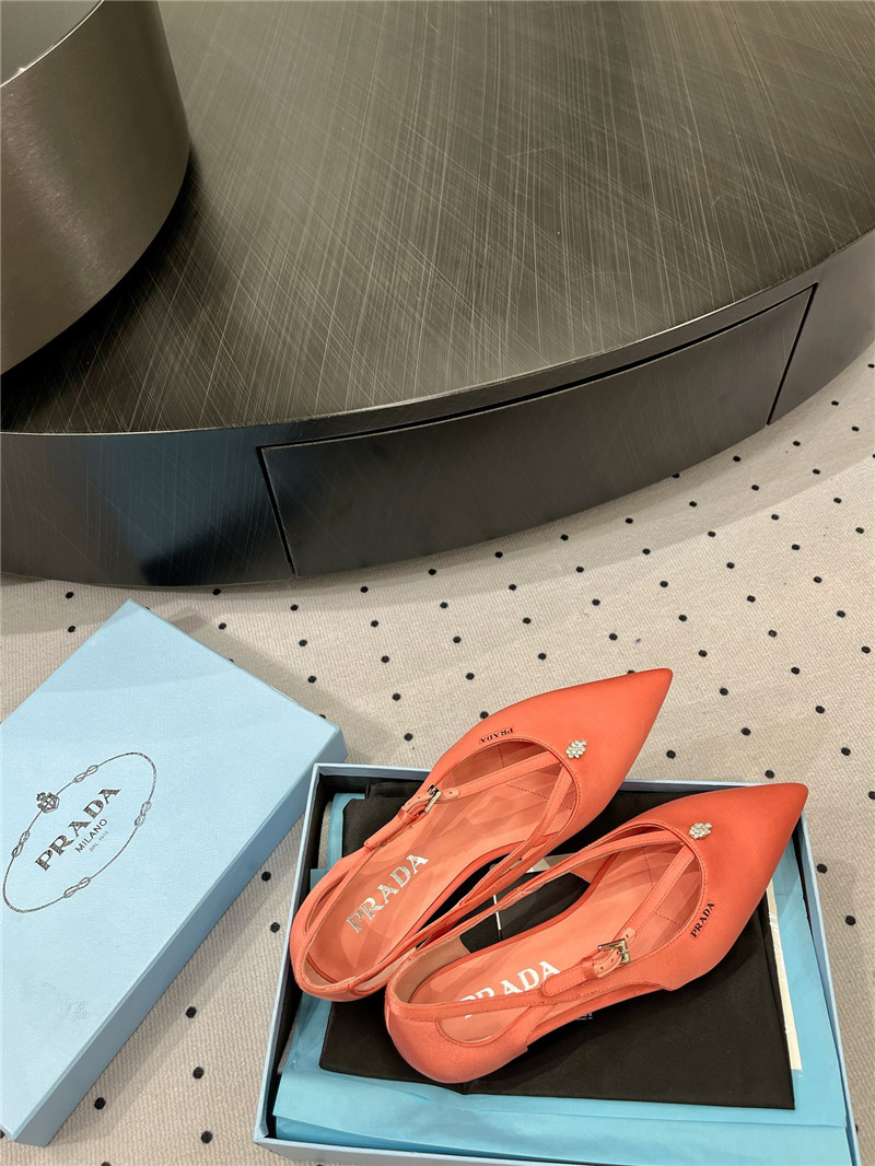 Pra*a satin cut-out ballerinas in orange