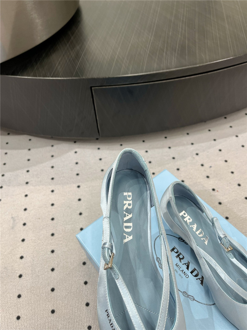 Pra*a satin cut-out ballerinas in blue