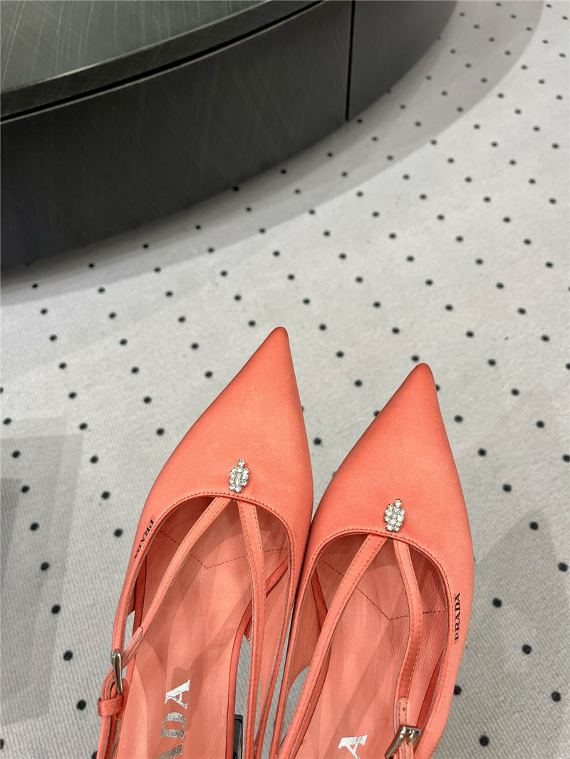 Pra*a orange satin cut-out pumps in silk viscose