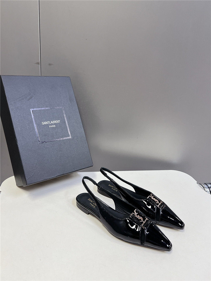 Sa1nt Lau*nt babylone slingback flats in black patent leather